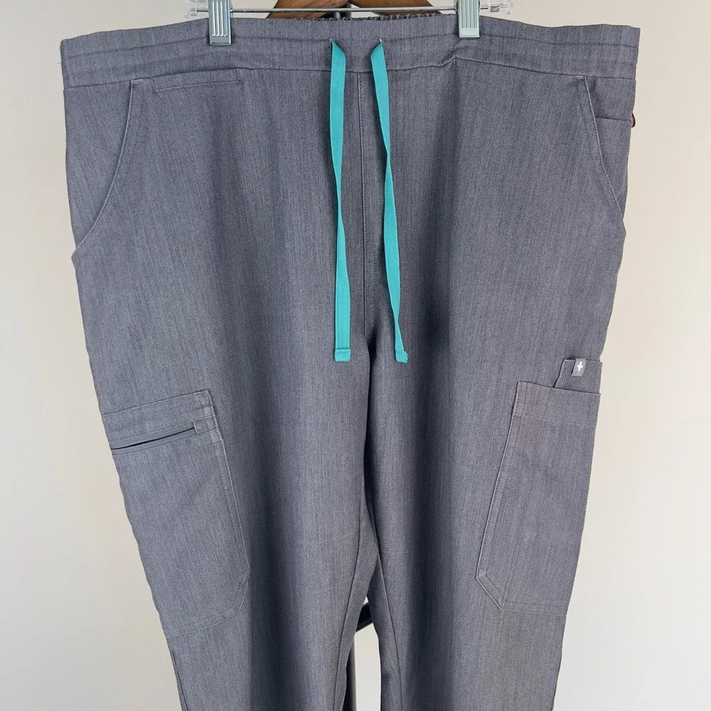 FIGS Technical Collection Scrub Pants Mens L Heather Charcoal Gray Teal